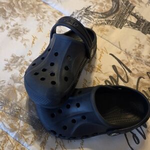 Navy Blue Slip-On Clogs with Heel Strap